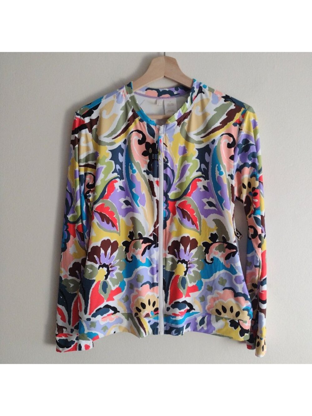 Anne Cole Rashguard NEW Bright Painterly Print Swim Top Cover-up UPF 50 NWT
